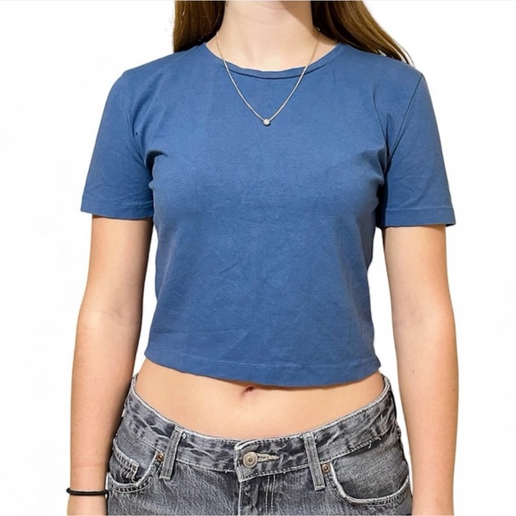 Zara Tops - Zara Blue Cropped Tee Shirt Size Medium